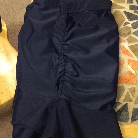 Navy Blue High Waisted Swim Skirt - Picture 4 of 4